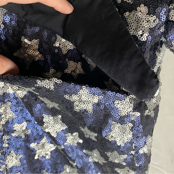 ZARA Blue Silver Star Sequin Shirt Jacket Sz M Bowie Ziggy Festival Oversized - Picture 8 of 10